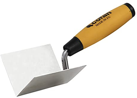 Llana de construcción INOX. para Esquinas Interiores con Mango Bicomponente | Medidas de Hoja de 80 x 60 mm