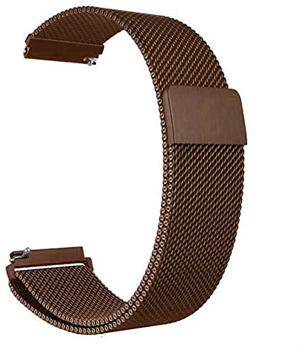 LYYLTX Edelstahl Mesh Uhrenarmband Metall Schnellverschluss Magnetverschluss Einstellbar Ersatz Armband Smartwatch Edelstahlarmband Breite16mm/18mm/20mm/22mm/24mm Für Damen Herren (20mm,Braun)