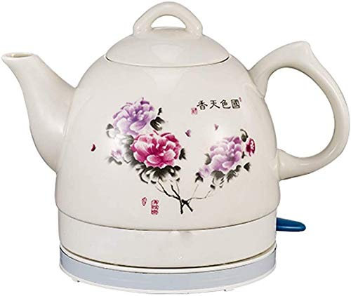 Hokcus Bollitore elettrico in ceramica senza fili, Teiera retrò 1L brocca, 1000W acqua veloce rimovibile base, spegnimento automatico, protezione a secco bollire/A/B