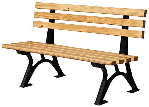 ZMYJTO Park Garten Terrassenbank Outdoor Freizeitbank, wetterfeste Terrassenbank mit Gusseisenrahmen und korrosionsbeständigem Massivholz, Veranda-Rasen-Dekobank mit Rückenlehne und Armlehnen, 2-4