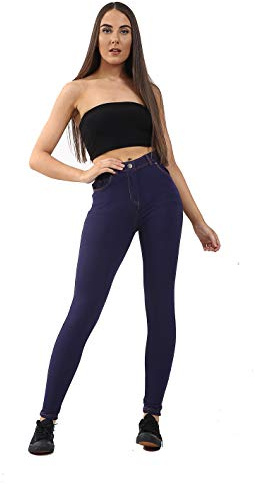 GW CLASSY OUTFIT Womens Ladies Stretchy Denim Look Skinny Jeggings Leggings Trouser Pants UK Size (16-18, Navy Jegging)