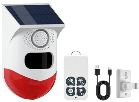 Yasorn Bewegungsmelder Alarm, Bewegungssensor Aussen mit Fernbedienung, 120 dB Infrarot Sensor Reichweite 12m/110° und IP67 Wasserdicht, Alarmanlage für Garage, Bauernhof, Garten, Innen