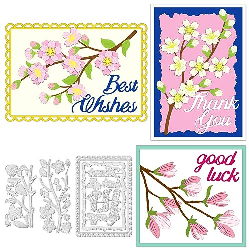 INFUNLY Blumen-Stanzformen, Dankesbriefe, Für Die Kartenherstellung, Zweige, Metallstanzen, Rechteckiger Rahmen, Prägeschablonen Für DIY, Scrapbooking, Alben, Fotopapier, Basteln, Dekor