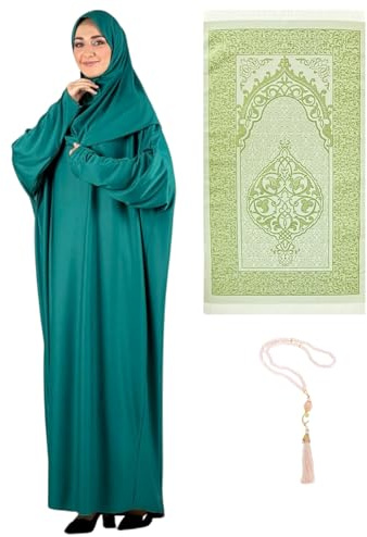 Prien Frauen Gebetskleidung Mit Hijab Gebetsperlen Gebetsteppich, Damen Muslim Kleidung, Islam Abaya Set, Ferace Tesettür Giyim, Islamische Langarm Kleid, Kopftuch, Gebetskleid Für Ramadan