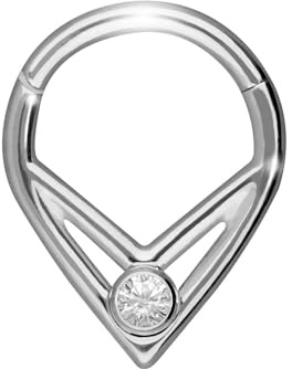 PIERCINGLINE Segmentring Clicker spitz mit Kristall aus Titan - Piercing für Nase, Septum, Ohr, Helix oder Tragus in 4 Farben