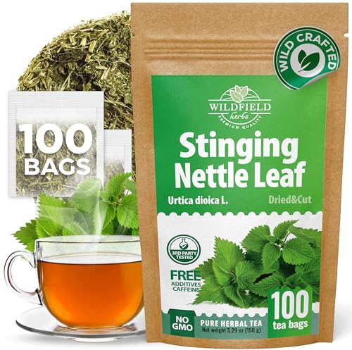 100 Bags Nettle Leaf Tea Dried Stinging Nettle Herb (Urtica Dioica) - 100 Count 1.5g Tea Bags Herb Hojas De Ortiga