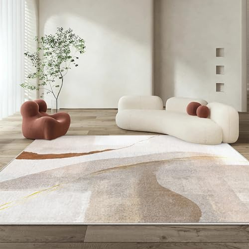 Tzvpsu Schlafzimmer,Waschbarer Wohnzimmerteppich Im Braun-cremefarbenen Tintendesign,büro Teppich Teppich Eingang,180x280cm