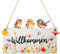 WOKICOR Cartel de Bienvenida de Madera - Letrero Doble Cara Welcome y Hello Spring, Decoración Rústica de Primavera para Puerta de Entrada, Ideal como Regalo de Casa Nueva o Temporada Festiva