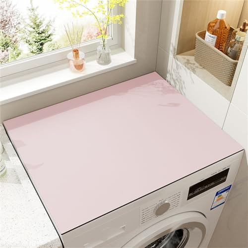 Odot Tapis de Protection pour Dessus de Machine à Laver, Antidérapant Découpable Housse de Machine à Laver pour Machine à Laver ou Sèche-Linge Buanderie Réfrigérateur Cuisine (Rose,60x60cm)