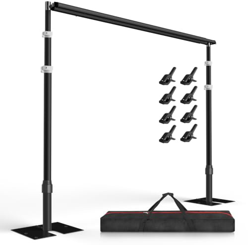 EMART Noir Support Fond Photo Stable 3x3m à Deux Barres Transversales