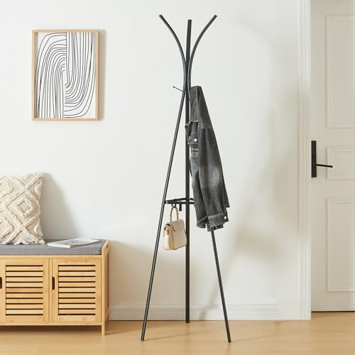 [en.casa] Garderobenständer Vevelstad Jackenständer mit 3 Einhängehaken Kleiderständer 181x52,5x52,5 cm Stahl