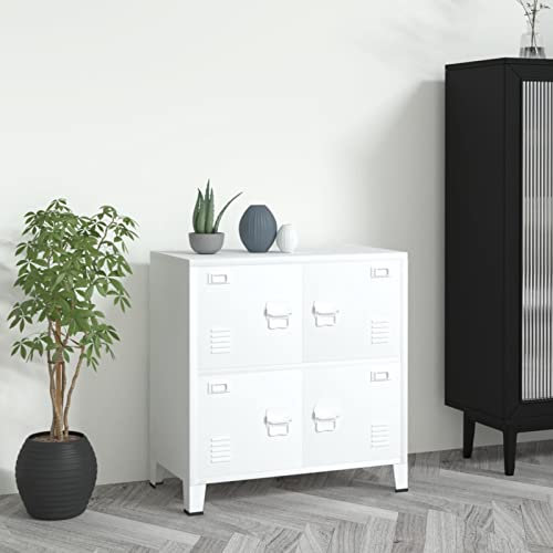 ShGaxin Industrial Aktenschrank, Metallschrank, Werkstattschrank, Werkzeugschrank, Büroschrank, Lagerschrank, Garagenschrank, Stahlschrank, Weiß 75x40x80 cm Stahl