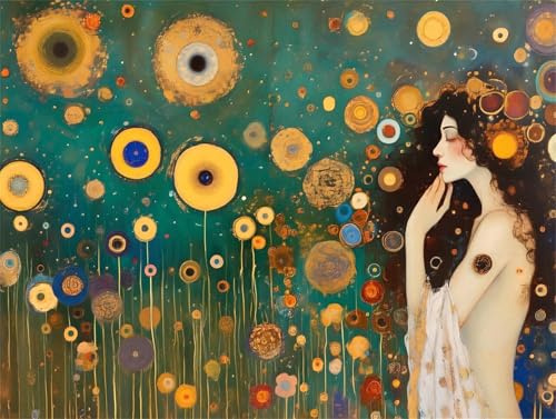 Malen Nach Zahlen erwachsene, Malen Nach Zahlen Kinder, DIY Handgemalt Ölgemälde Kit für Anfänger Mit 3-Pinseln und Acrylfarbe, Paint By Numbers Bastelset Geschenke, Ohne Rahmen 45x60cm Klimt M-216