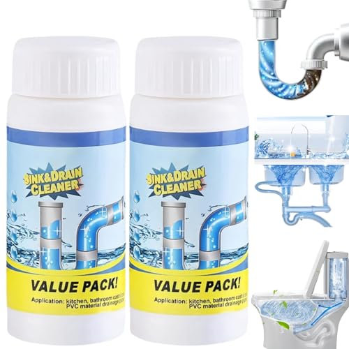 2 PCS Powerful Sink&Drain Cleaner,Drain Clog Remover,Foaming Sink and Dr/ain Cle/aner,Pipe Dredge Deodorant,Powerful Pipe Dredging Agent,Dra/in Blockage Cl/eaner,Drain C/leaners and Unblockers