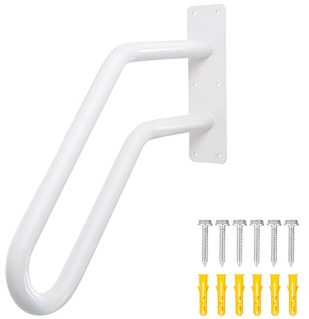Purife 53,3 cm robuster weißer Treppenhandlauf für den Außenbereich, 1–3 Stufen – U-förmige Haltegriffe für ältere Menschen für Wand, Wandmontage, Betonstufen, Handläufe für Garage, Veranda, Terrasse,