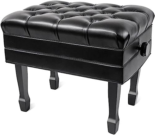 BXSUKEYOU Klavierhocker für Familienbankette, Frisiertischhocker, extragroße Klavierbank, Keyboardhocker aus echtem Leder mit gepolstertem Kissen, 61 x 43 x 48–58 cm