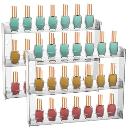 JessLab Organisateur Mural en Acrylique, 3 Niveaux, Étagères de Rangement Cosmétiques Détachables, Design Transparent et Gain de Place pour Salle de Bain et Chambre, 2 Pack