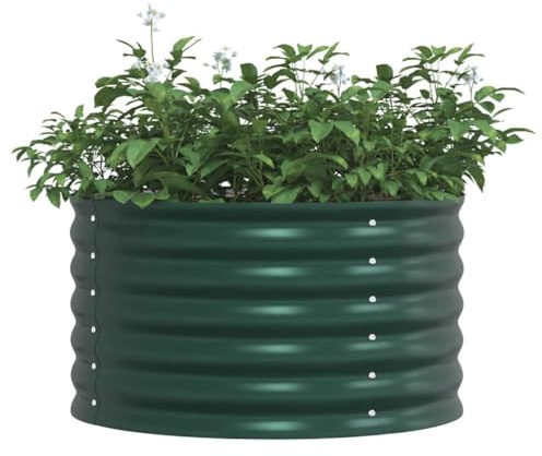 vidaXL Raised Bed Green 80 x 80 x 44 cm Steel | Long-lasting galvanised steel material, Perfect for outdoor use, Sleek, minimalist finish for any garden