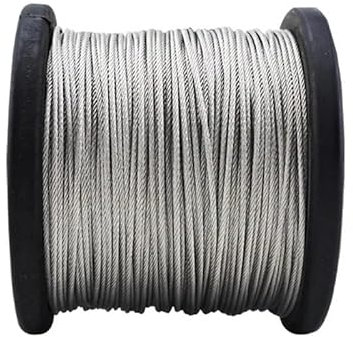 HFGDRH Galvanised Wire Rope, 10m Stainless Steel Wire Rope 7 * 7 Structure Soft Fine Fishing Rope Rod Rope Lift Drying Rack Wire Rope Grapevine(2.5mm x 10m)