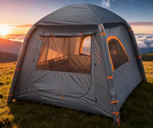 SHANQUAN Aufblasbare Zelte für Camping mit Ofenanschluss, 2/4/6/8 Personen, einfach aufzubauende aufblasbare Zelte für alle Jahreszeiten, wasserdichtes aufblasbares Warmzelt, Air-Glamping-Zelt