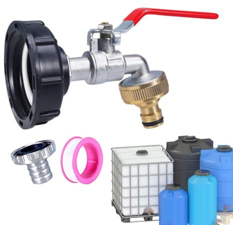 Ylnailky Kit De Grifo Para Barril De Agua,Accesorios Para Barriles De Lluvia - Adaptador De Válvula Y Conector De Reemplazo Para Desagüe De Jardín Y Reciclaje De Agua