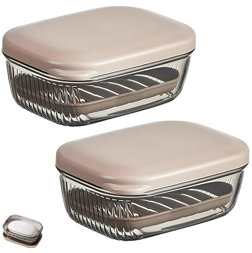 2 Stück Seifendose Reise, Seifenbox Reise mit Deckel, Seifenschale mit Deckel für Festes Shampoo Aufbewahrung, Seifenbehälter für Badezimmer, Camping und Unterwegs