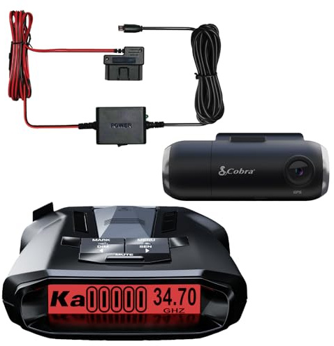 Cobra RAD 700i Radar Detector & SC 201 Smart Dash Cam + 2.5A OBD Port to Micro USB DIY Easy Hardwire Kit: Long Range Rapid Radar Detection, Full HD 1080P Video + 16GB SD Card, Built-in WiFi & GPS