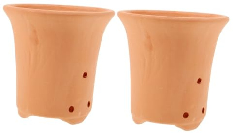 ibasenice 2 Piezas Maceta de Barro Ventilada para Orquídeas para Suculentas Maceta de Decorativa para Interior y Exterior Recipiente de Cerámica para Plantas Diseño Resistente y Transpirable