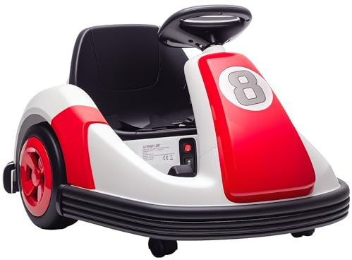 AIYAPLAY Kids Bumper Car Electric Ride-on 6V Dual Motors Ages 3-8 Red | 360-Degree Spin Waltzer Car, Music and Horn