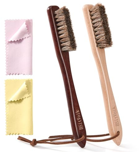 Horsehair Silver Brush Jewelry Cleaning Cloth Set - Detailing Brush for Silverware - Silver Polishing Cloth for Sterling, Cutlery, Metal - Perfect Match for Silver Polish