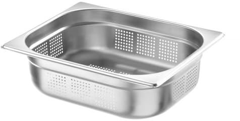 HENDI Bac Gastronorme, GN 1/2, avec fond perforé uniquement, récipient GN, empilable, bords lisses, résistant à la température de -40° à 300°C, 4L, hauteur: 65mm, inox