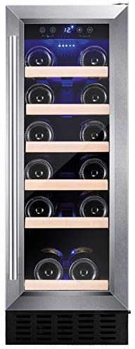 Amica 19 Bottle Single Zone Freestanding Under Counter Wine Cooler - Stainless Steel