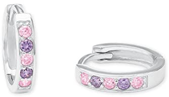 AMOR - Kinder Ohrringe 925 Silber - mit Zirkonia Stein - Creole - AMR-EG0007