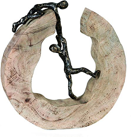 Casablanca - Design Deko Skulptur Teamwork - hergestellt aus Holz Aluminium mit Spruchanhänger - Höhe 30 cm Braun Bbronze - Dekofigur - Home - Liebe - Geschenkidee