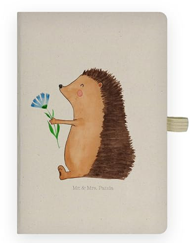 Mr. & Mrs. Panda DIN A4 Baumwoll Notizbuch Igel Blumen - Geschenk, krank, Lustige Sprüche, Kariert, Gute Besserung, Krankheit, Genesungswünsche, Liniert, Krankenhaus, Blanko, Natur, Tagebuch