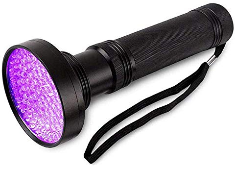 UV Taschenlampe LED Schwarzlicht mit UV Schutzbrille 100 LED Licht, 395nm Ultraviolett Lampe für Bernstein Geocaching Jagd, Haustier Urin Detektor für Eingetrocknete Urin Flecken Der Hunde Katzen