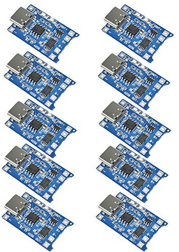 Hailege 10pcs Type-C USB 5V 1A 18650 Lithium Battery Charger Module Charging Board with Dual Protection Functions