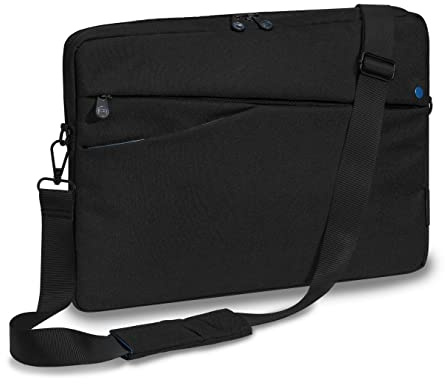 Pedea - Laptoptasche *Fashion* Notebook-Tasche bis 13,3 Zoll - Laptop Umhängetasche mit Schultergurt - Laptophülle schwarz/blau - Notebooktasche für Damen & Herren