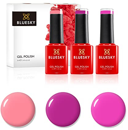 BLUESKY Gel Polish, Gel Nagellack Set, Pretty Pinks. Very Berry Neon17, Pink Flamengo Qxg003, Pink Lemonade Km895. 3 x 5 ml Rosa, Lila