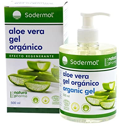 Gel crema Aloe vera puro 100% Bio Ecológico hidratante natural para piel irritada por el depilado y afeitado/Quemaduras solares y picadura de insectos. Uso Facial (cara) y Corporal (500ml) (500 ML)