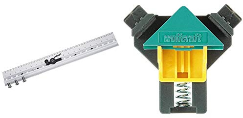 Wolfcraft Règle de guidage 5/6/8/10 mm, 4650000 & 3051000 2 Presses D'angles Es22 Pour Planches de 10 à 22 mm D'épaisseur Multicolore
