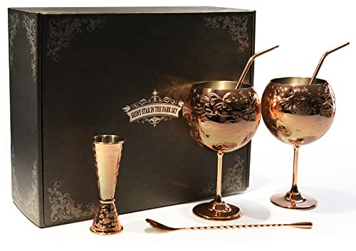 Copas de Gin, Copas de Vino Acero Inoxidable, Kit de Fabricación de Ginebra para Amantes de la Ginebra, 680 ml, Oro Rosa.