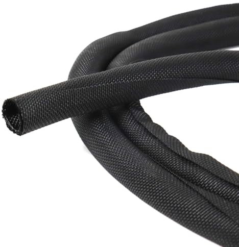 Black Braided Cable Management Sleeves Wire Loom Tubing Cord Protector Self-Wrapping (1/4-18Feet)