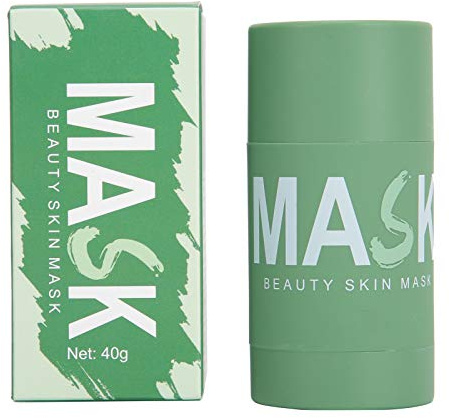Green Mask Stick, Masque à l'argile purifiant au thé vert Bâton Contrôle de l'huile Anti-acné Aubergine Fine Solide, Dissolvant de points noirs Masque solide nettoyant pour l'acné Pores 40g