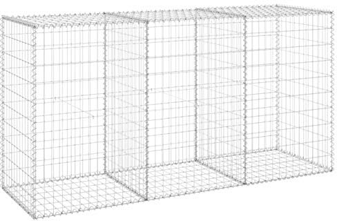 Gabionenwand, Verzinkter Stahl 200x60x100 cm, Gabionenkorb mit Abdeckung, für Landschaftsgestaltung und Stützmauer