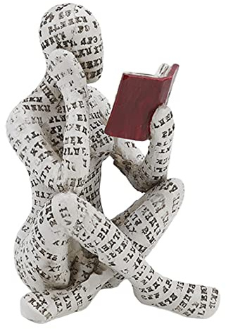 Estatuilla de mujer leyendo, estatua de lectura de mujer de pulpa de resina de estilo pensador, escultura de pensamiento abstracto moderno para decoración de escritorio de oficina en casa(UN)