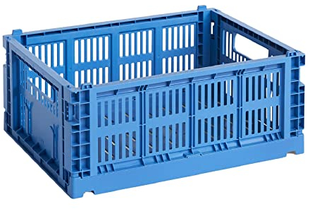 Hay Transportbox Colour Crate M aus recyceltem Polypropylen in der Farbe Electric blue