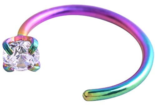 Wycian Faux Piercing Septum, Piercing Nez Stud en Pierre 1Pcs Zirconium Coloré Acier Chirurgical Forma C Con Cubic Zirconiuma 0.8Mm pour Femme Bijoux