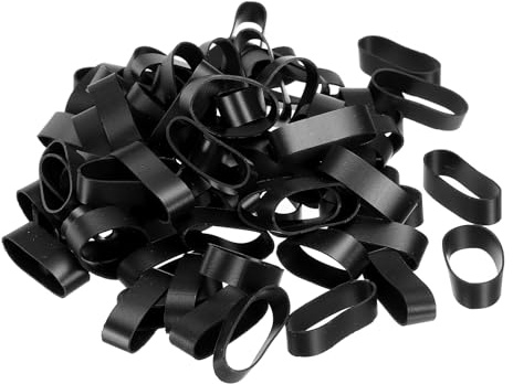 PATIKIL Silicone Rubber Bands Cable Ties 100pcs Non-Slip 0.9 Flat Black for Cord Wrapping, Bag Wraps, Art
