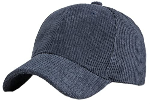GIBZ Cappellino da Baseball Classic Unisex, Cappello da Sole in Velluto a Coste Regolabile con Visiera Curva, Berretto per Sport, Blu Navy